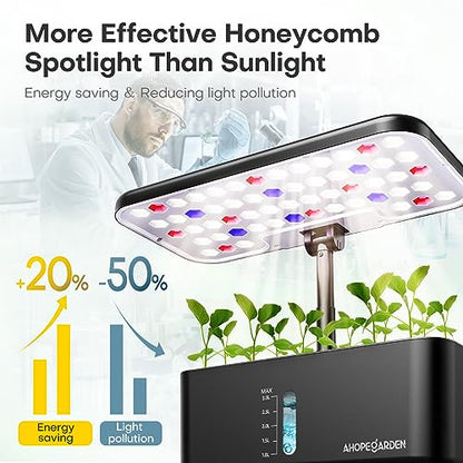 Ahopegarden Indoor Garden Hydroponics Growing System: 10 Pods Plant Germination Kit Aeroponic Herb Vegetable Growth Lamp Countertop with LED Grow Light - Hydrophonic Planter Grower Harvest Lettuce