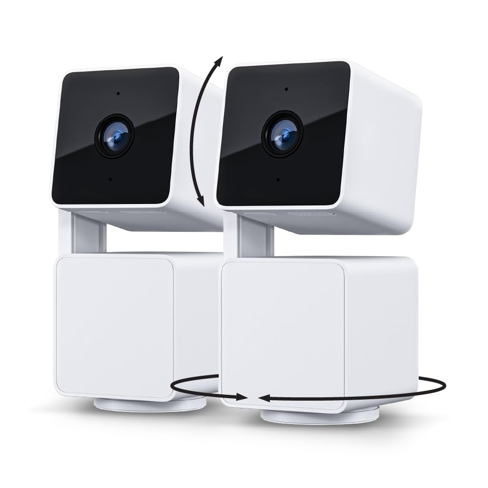 WYZE Cam Pan v3 Indoor/Outdoor IP65-Rated 1080p Pan/Tilt/Zoom Wi-Fi Smart Home Security Camera with Color Night Vision, 2-Way Audio, Compatible with Alexa & Google Assistant, White, 2-Pack