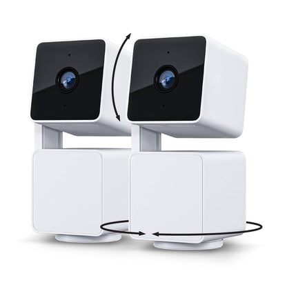WYZE Cam Pan v3 Indoor/Outdoor IP65-Rated 1080p Pan/Tilt/Zoom Wi-Fi Smart Home Security Camera with Color Night Vision, 2-Way Audio, Compatible with Alexa & Google Assistant, White, 2-Pack