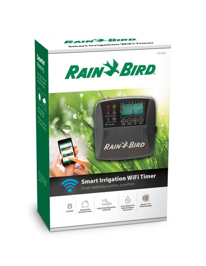 Rain Bird ST8O-2.0 Smart Indoor/Outdoor WiFi Sprinkler/Irrigation System Timer/Controller, WaterSense Certified, 8-Zone/Station, Compatible with Amazon Alexa,Grey/Black