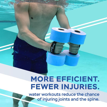 Sunlite Sports Water Weights Pool Exercise Dumbbells, Water Aerobic Equipment, High-Density EVA-Foam Dumbbell with Handle Strip, Aqua Therapy, Pool Fitness Exercise Set of 2