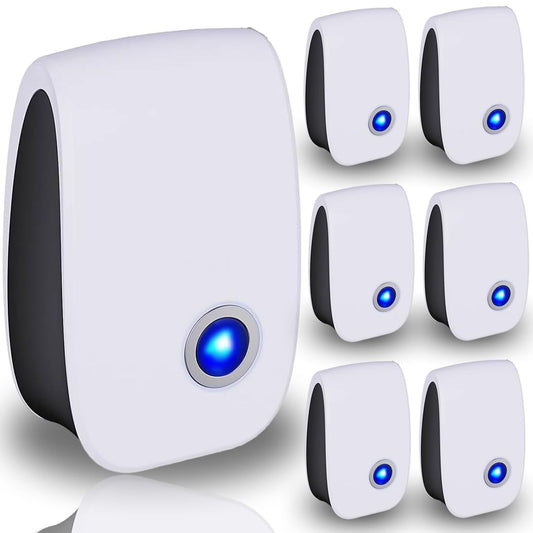 Ultrasonic Pest Repellent Indoor, Pest Control for Rodents, Mosquitoes, Ants, Cockroaches, Rat, Mice, Fleas, Beetles and Other Insects, Non-Toxic, Safe for Humans, Home, Office, Hotel (6 Packs)