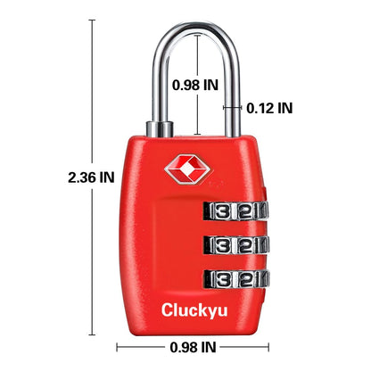 TSA Luggage Locks (4Pack) - 3 Digit Combination Padlocks - Approved Travel Lock for Suitcases & Baggage (Red)