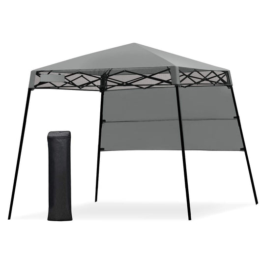 Tangkula 7x7 Ft Pop Up Canopy, Slant Leg Outdoor Tent with Carry Bag & 4 Stakes, Compact Portable for Hiking Camping Fishing & Picnic (7'x7' Base, 6'x6' Top)