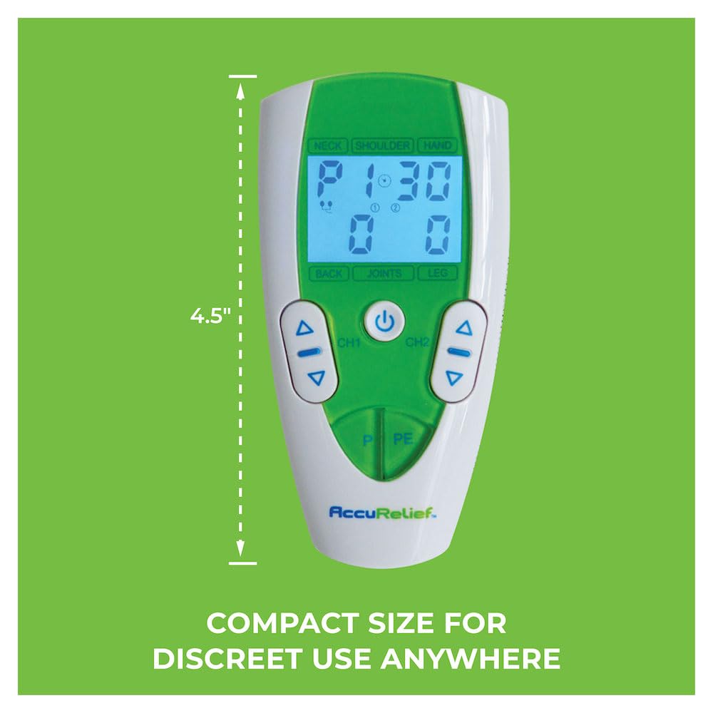 AccuRelief TENS Unit Pain Relief System - Muscle Stimulator For Pain Relief From Back Pain, Neck Pain, And Other Body Pains - Clinical Strength OTC Approved
