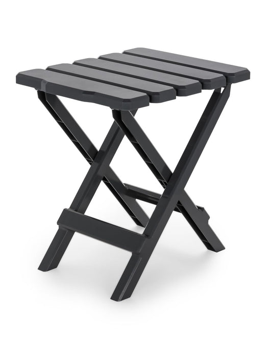 Camco 51881 Adirondack Portable Outdoor Folding Side Table, Perfect for The Beach, Camping, Picnics, Cookouts & More, Weatherproof & Rust Resistant - Charcoal