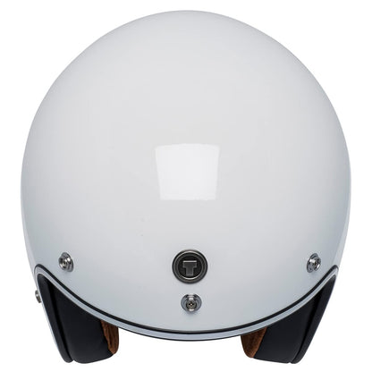 TORC Unisex-adult open-face-helmet-style T-50 3/4 Retro Motorcycle Helmet With Graphic Iso Bars (Gloss White,Large),1 Pack