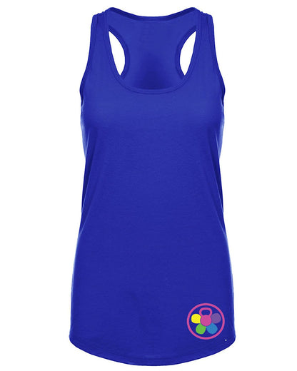 Women's Colorful Workout Lifting Fitness Moves Burnout Tank Top Royal Blue X-Small
