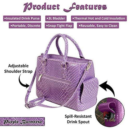 Primeware Insulated Purse w/ 3L Bladder Bag | Thermal Hot and Cold Storage | Portable Drinking Dispenser for Wine, Cocktails, Beer, Alcohol | PU Leather Finish