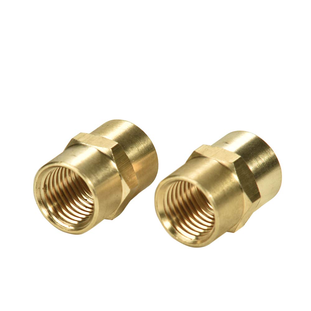 Sanpaint 2 Pack 1/4" x 1/4" NPT Coupler, Brass Female Pipe Fitting (I.D x I.D: 1/2'' x 1/2'')