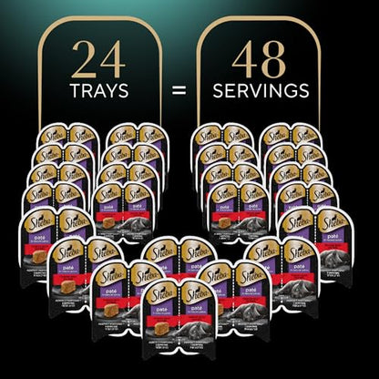 Sheba Perfect Portions Wet Cat Food Pate Tender Beef Entree, 2.6 oz. Twin-Pack Trays (24 Count, 48 Servings)