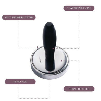 Bellemain Meat Pounder Flattener, Easy-Grip Meat Tenderizer, Stainless Steel Meat Mallet for Cooking, Meat Hammer, Chicken Tenderizer, Meat Smasher Utensil, Kitchen Mallet, Meat Masher Tool