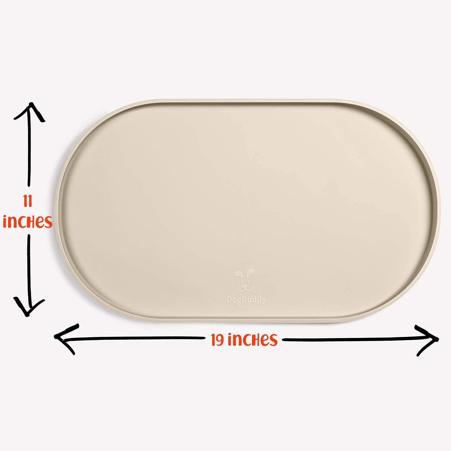 DogBuddy Dog Food Mat - Waterproof Dog Bowl Mat, Silicone Pet Mat for Food and Water Bowls, Nonslip Pet Feeding Mat with Edges, Dogs Food Mats for Floors, Puppy Supplies (Small, White Sand)