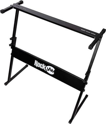 RockJam 61 Key Touch Display Keyboard Piano Kit with Digital Piano Bench, Electric Piano Stand, Headphones Piano Note Stickers, Sustain Pedal & Simply Piano Lessons