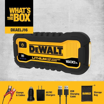 DeWalt DXAELJ16 1600 Peak Amp Jump Starter Battery Booster with USB Power Station