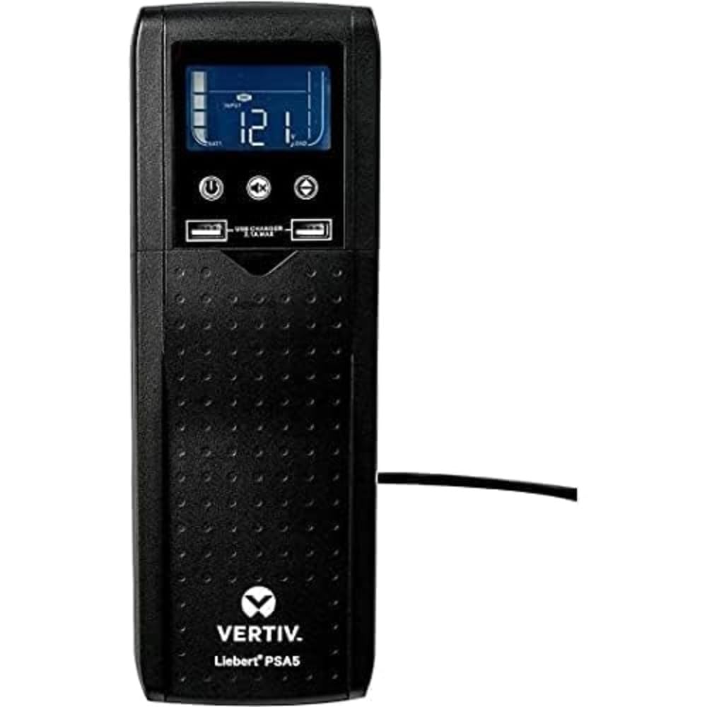 Vertiv Liebert PSA5 UPS - 1500VA 900W 120V Line Interactive AVR Tower UPS, 10 outlets, 2 USB Charging Ports, Battery Backup w/ Surge Protection, 3 year warranty, Energy Star Certified(PSA5-1500MT120)