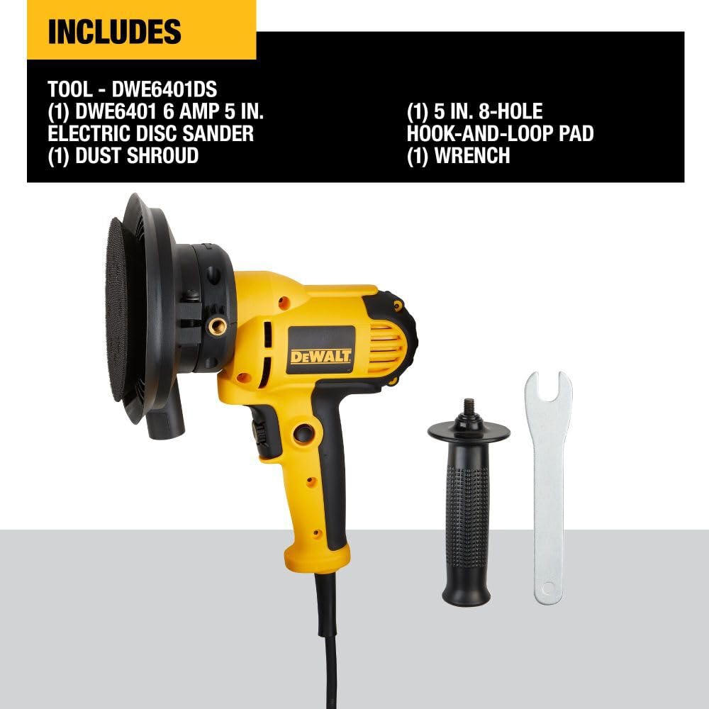 DEWALT Rotary Sander, Variable Speed, Dust Shroud, 5-Inch (DWE6401DS)
