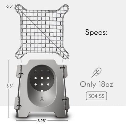 überleben Stöker Wood Burning Camp Stove - Stainless Steel Portable Stove for Camping, Backpacking, & Hiking - 18oz Folding Camping Stove - Small Wood Stove Camping Essentials (Carbon Black)