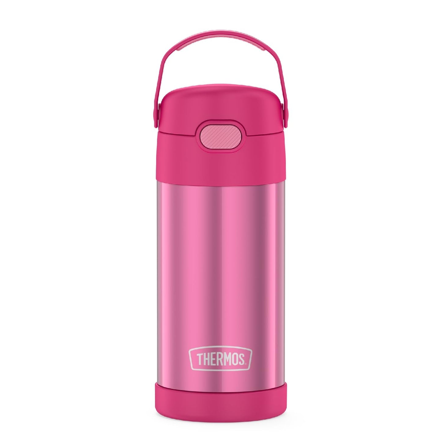 THERMOS FUNTAINER Water Bottle with Straw - 12 Ounce - Kids Stainless Steel Vacuum Insulated Water Bottle with Lid, Pink