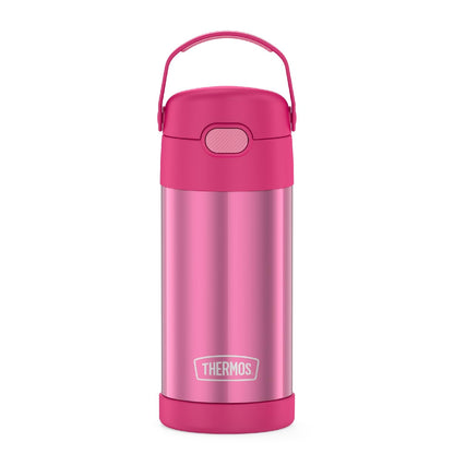 THERMOS FUNTAINER Water Bottle with Straw - 12 Ounce - Kids Stainless Steel Vacuum Insulated Water Bottle with Lid, Pink