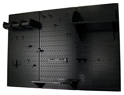 Wall Control Pegboard Organizer 4 ft. Metal Pegboard Standard Tool Storage Kit with Black Toolboard and Black Accessories