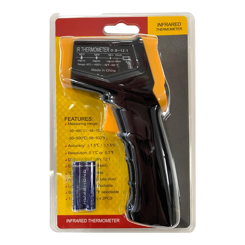 Digital Infrared Thermometer Gun for Cooking,BBQ,Pizza Oven,Ir Thermometer with Backlight,-58℉~932℉(-50℃~500℃) Handheld Non Contact Heat Laser Temperature Gun (Not for Human)