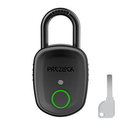 Fingerprint Padlock with Key Backup, 2keys, Prezlock, Smart Padlock with Keyless Biometric, Suitable for Outdoor and Heavy Duty, IP65 Waterproof. Graphite