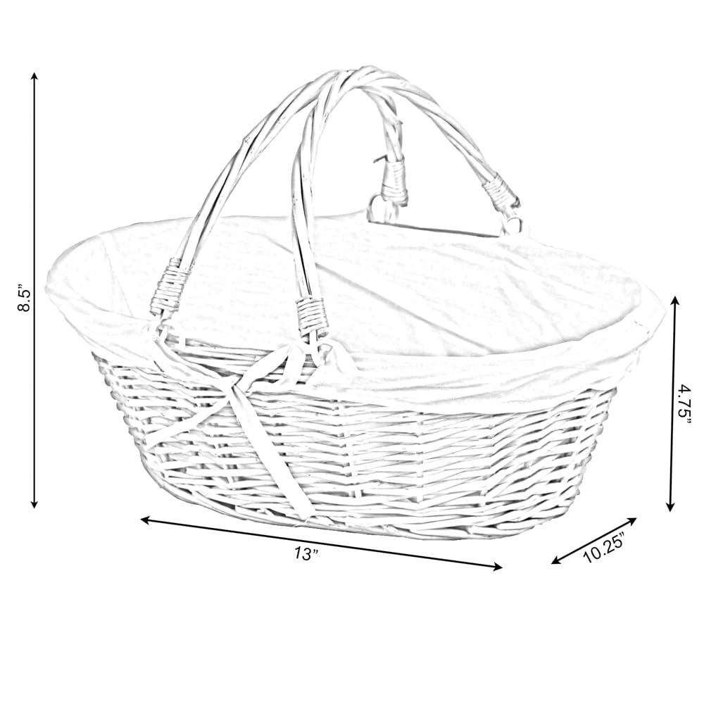 Vintiquewise(TM) QI003055.WF Oval Willow Basket with Double Drop Down Handles