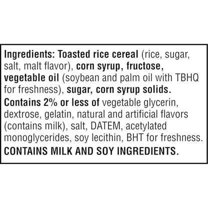 Rice Krispies Treats Crispy Marshmallow Squares, Kids Snacks, Snack Bars, Original, 31.2oz Box (40 Bars)