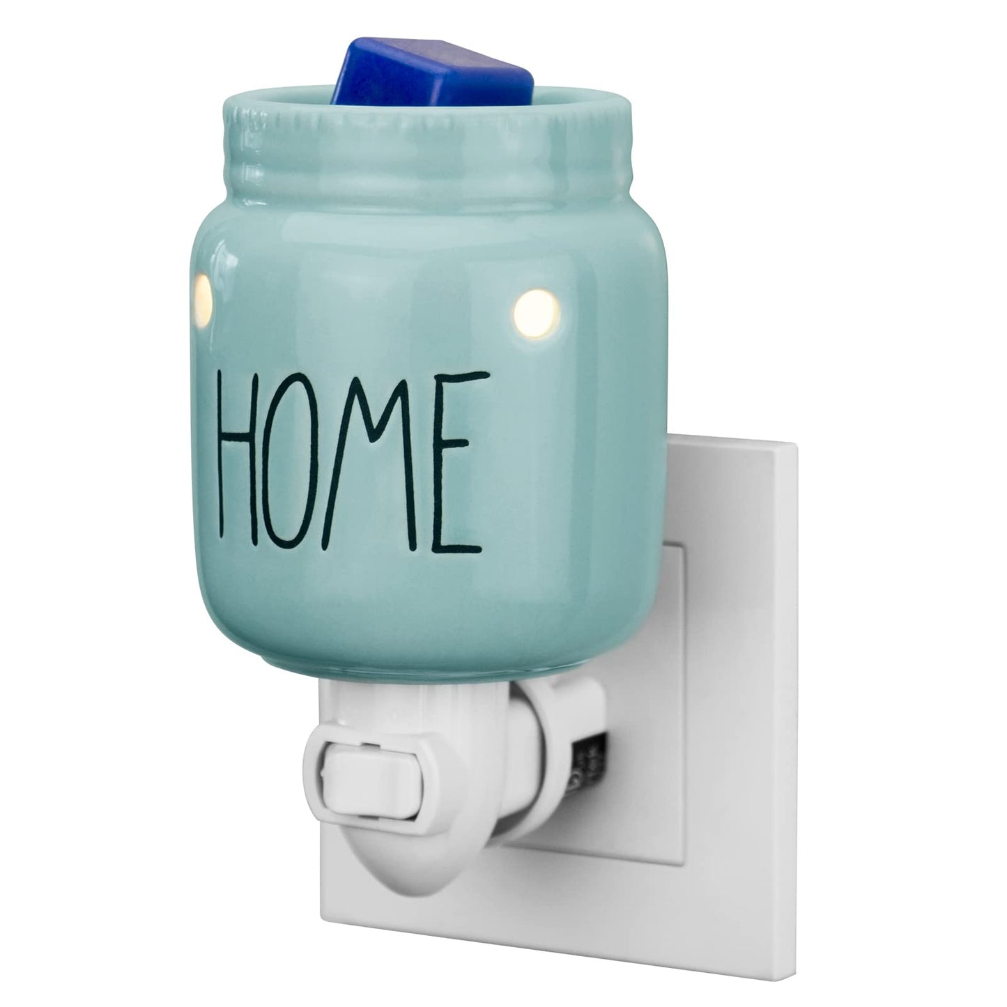 STAR MOON Mason Jar Wax Melt Warmer for Rae Dunn Inspired Decor Candle Warmer Wax Warmer Plug in with One More Bulb Home Decor Wall Decor Blue (Home)