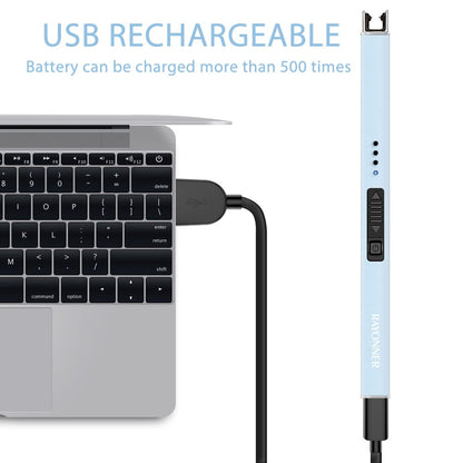 RAYONNER Electric Candle Lighter Rechargeable Lighters Plasma Arc Windproof & Flameless USB Rechargeable with Safety Switch (1Pack, Sierra Blue)