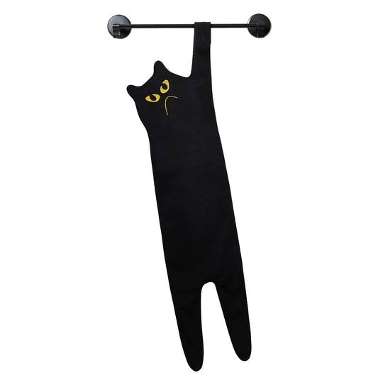 GKIOYRO Cute Hand Towels - Funny Super Absorbent Dish Towels, Decorative Cat Shaped Towels for Bathroom, Kitchen, Living Room, Party - Black Cotton