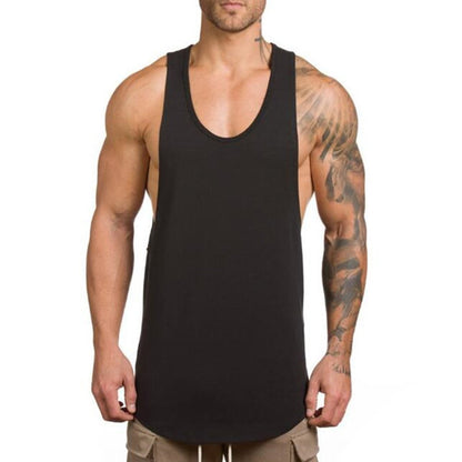 ZUEVI Men's 3 Pack Workout Tank Tops Cut Open Sides Bodybuilding Vest Gym Fitness Stringer T-Shirts(Black&Black&White-M)