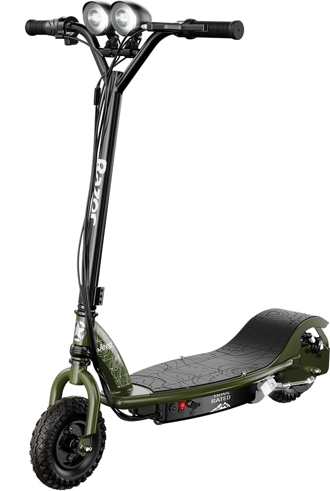 Razor RX200 Electric Off-Road Scooter for Teens Ages 13+, 154 lb Max Weight, Green – Up to 12 Mph, 40-Min Ride Time, Twist-Grip Throttle, Heavy-Duty Alloy Wheels with 60 PSI Offroad Tires