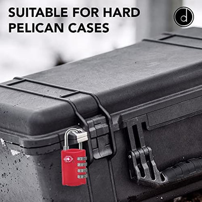 Desired Tools TSA Locks for Luggage, 2-Pc Durable Steel Padlock, Keyless Easy to Read 4-Digit Combination Lock for Backpacks, Travel Suitcases, Toolbox, Filing Cabinets, Baggage & Gym Locker, Red