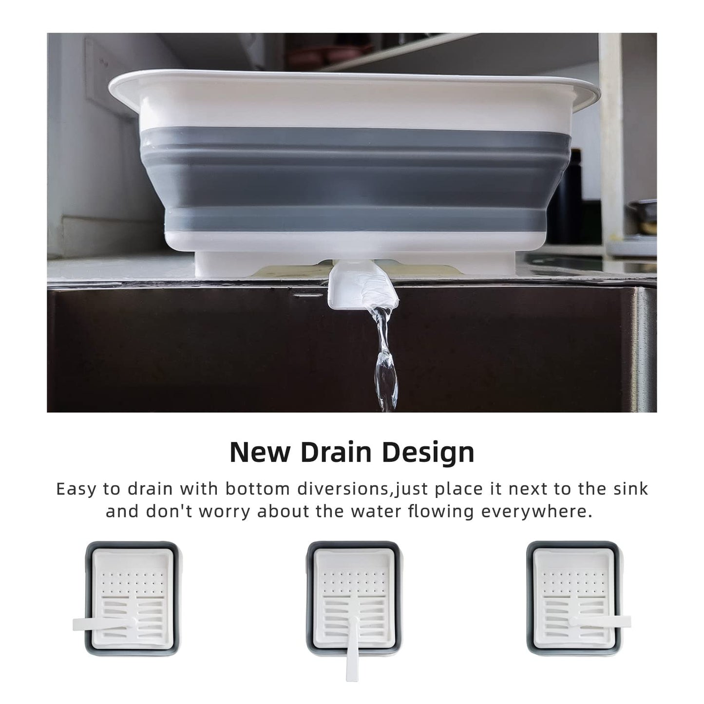 THANSTAR Collapsible Dish Drainer Portable Dinnerware Drainer Organizer for Kitchen RV Campers Travel Trailer Space Saving Kitchen Storage Tray