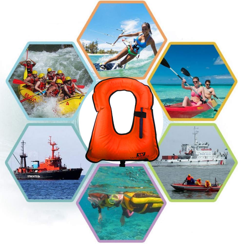 WACOOL Inflatable Snorkel Diving Swimming Scuba Vest Jacket for Adult Youth Kids (Kids,Orange)