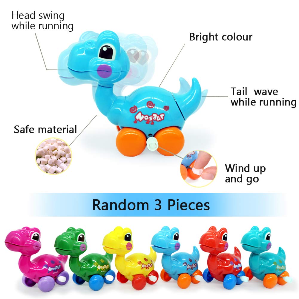 Dinosaur Toys - 6 Pack Wind Up Pull Back for 3-6 Years Old Girls Toddlers Boys, Birthday Party Supplies Favors With Backpack