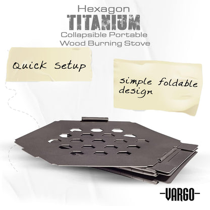 Vargo Titanium Hexagon Wood Stove | Collapsible Portable Wood Burning Stove | Ultra Lightweight Compact Wood Stove for Backpackers & Outdoor Explorers T-415