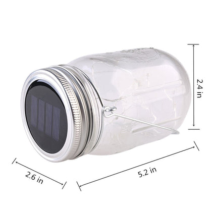 CHBKT 4-Pack Solar-powered Mason Jar Lights (Mason Jar / Handle Included),20 Bulbs Jar Hanging Light,Garden Outdoor Solar / Hanging Lantern,Decor Solar Light,Table Light,Patio Path Light,Warm White