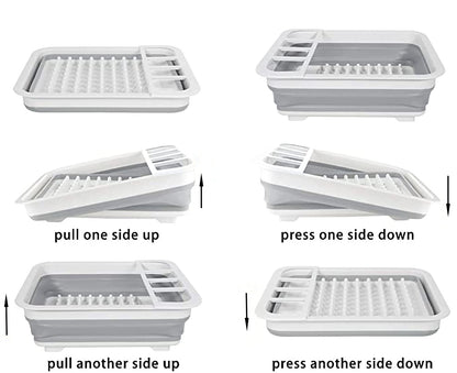 camper must haves dish drying rack Collapsible Dish Drying Rack Portable Dinnerware Drainer Organizer for Kitchen RV Campers Travel Trailers Space Saving Kitchen Storage Rack Tray (with Drainboard)
