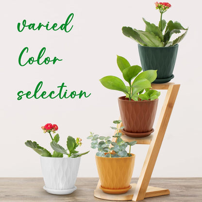 YNNICO 6 inch Plant Pots, 5 Pack Flower Pots Outdoor Indoor, Planters with Drainage Holes and Tray Saucers（Multicolor）