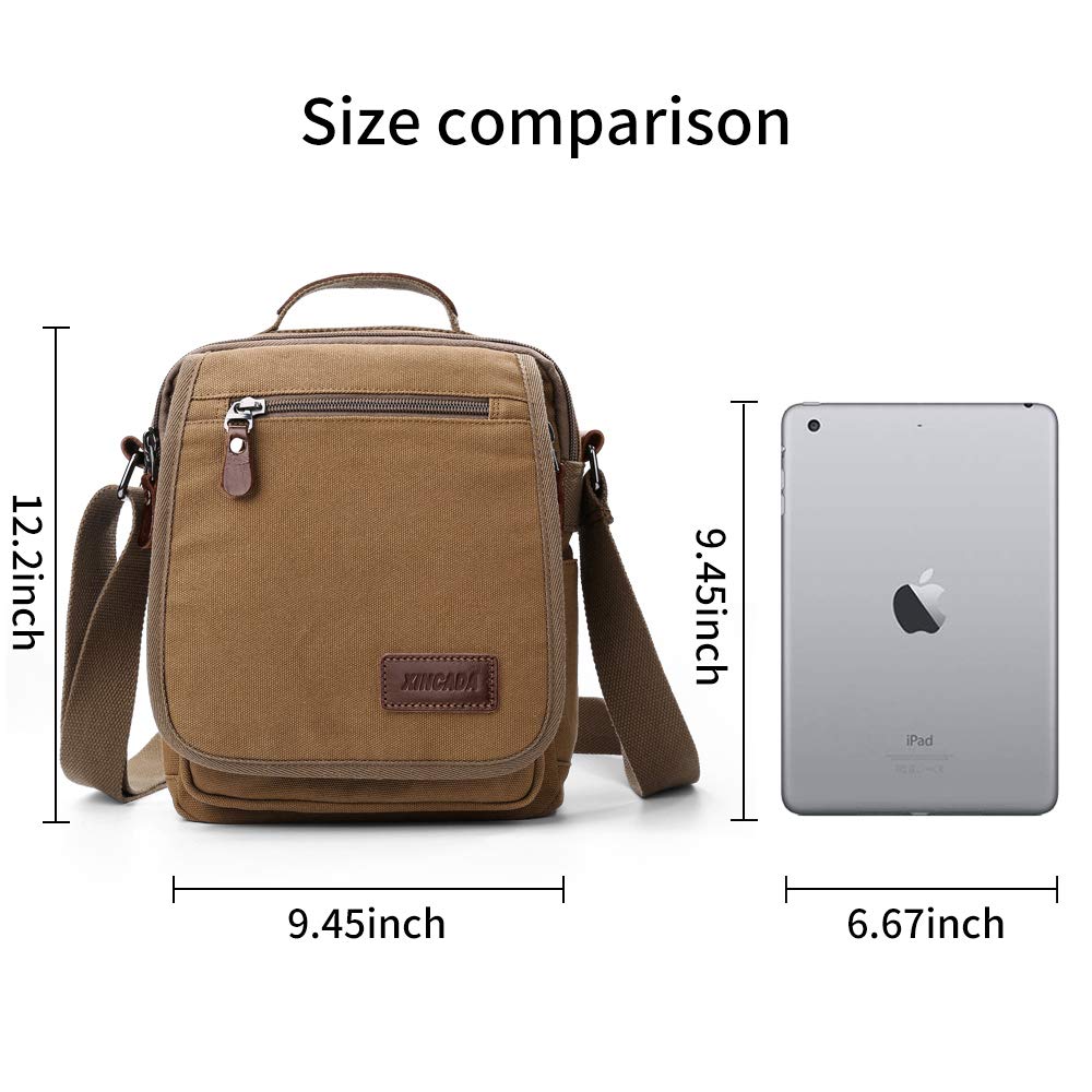 XINCADA Mens Bag Messenger Bag Canvas Shoulder Bags Travel Bag Man Purse Crossbody Bags for Work Business