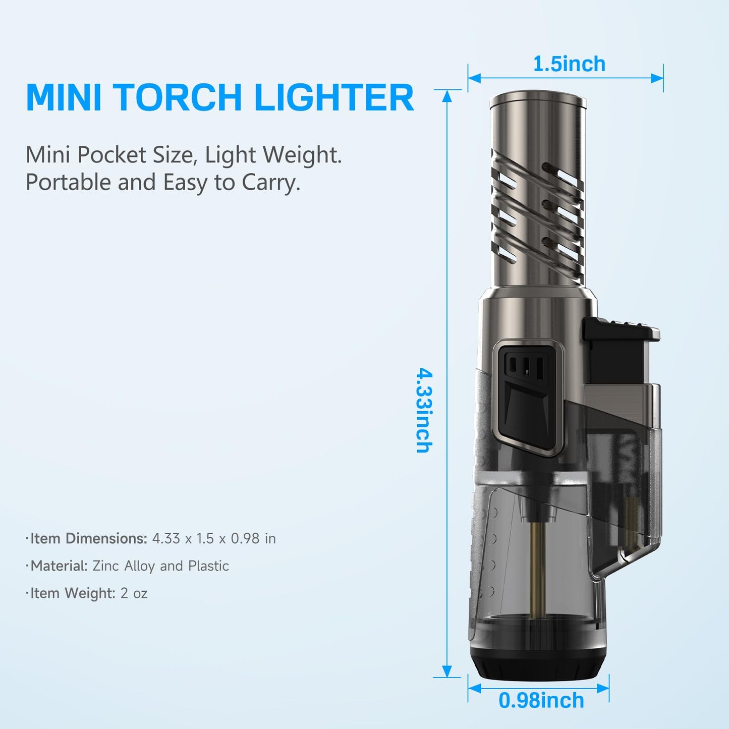 TOPKAY 2 Pack Torch Lighter Jet Flame Butane Lighter Refillable Mini Torch Lighter for Candles Grill BBQ Fireworks Camping (NO PREFILLED)