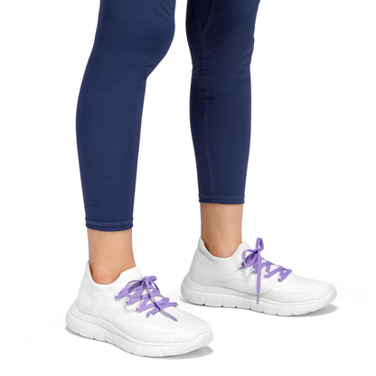 STQ Slip on Tennis Shoes Women Walking Gym Fitness Workout Shoes for Women White Purple Size 8.5