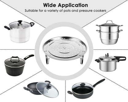 DS. DISTINCTIVE STYLE Steamer Rack 304 Stainless Steel Steaming Rack Steam Tray with Removable Legs for Instant Pressure Cooker Multi-functional Steamer Basket (Silver - 22cm)
