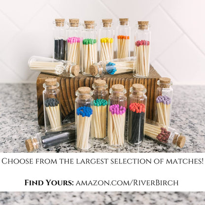 River Birch Decorative Matches in a Bottle with Striker - Cute & Colored Matches - 3 Bottles, Gray Tip, 60 Matches