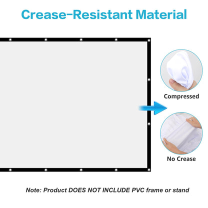 Taotique Projector Screen 120 inch, Movie Projector Screen 16:9 Foldable and Portable Anti-Crease Indoor Outdoor Projection Double Sided Video Projector Screen for Home, Party, Office, Classroom