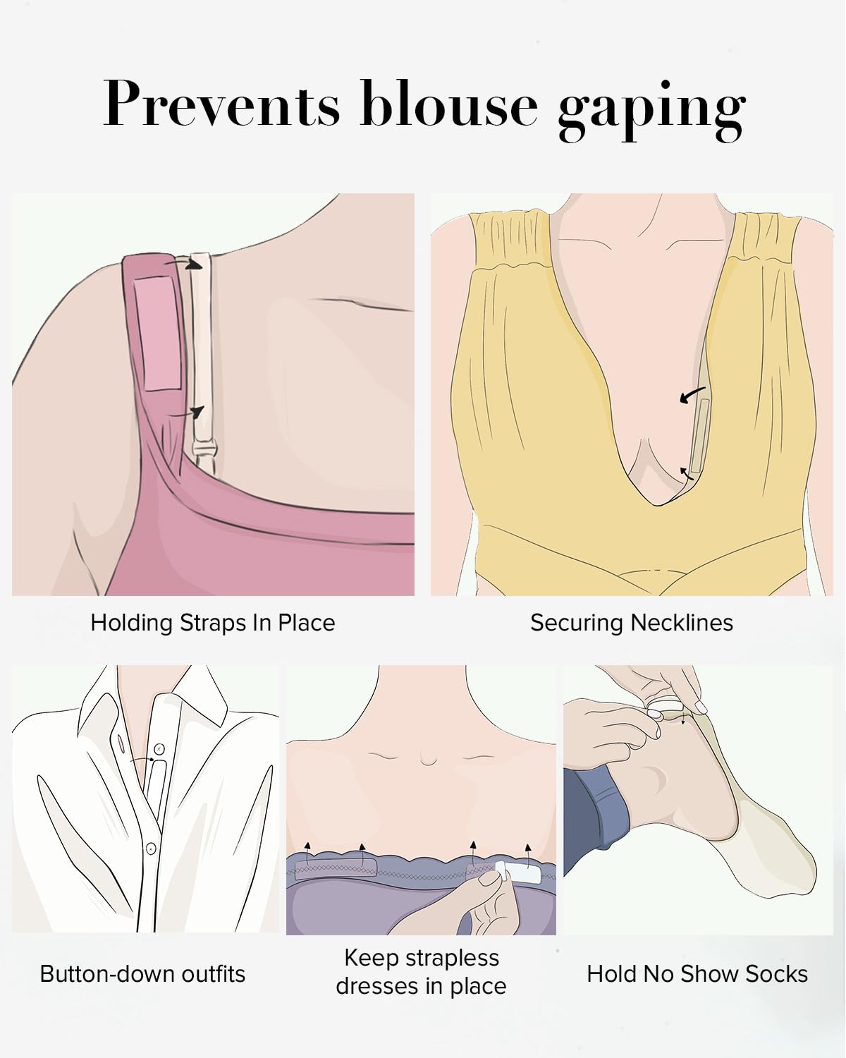 VOCH GALA Double Sided Tape for Clothes and Fashion – Stick & Easy Peel Clear Fabric Tape, Per-Cut Body Tape & Clothing Tape, Hypoallergenic Skin-Safe, Portable Emergency & Multi-Scene Use