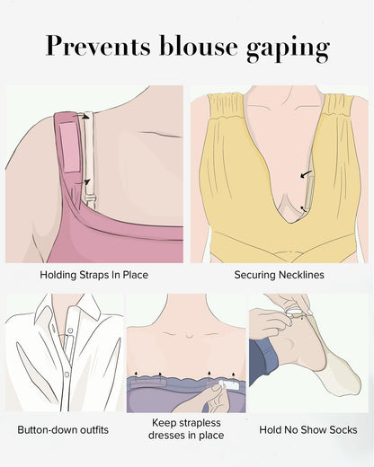 VOCH GALA Double Sided Tape for Clothes and Fashion – Stick & Easy Peel Clear Fabric Tape, Per-Cut Body Tape & Clothing Tape, Hypoallergenic Skin-Safe, Portable Emergency & Multi-Scene Use